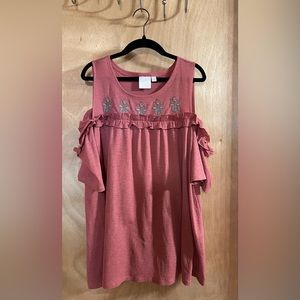 LC Lauren Conrad Cold Shoulder Top Blouse Size XL